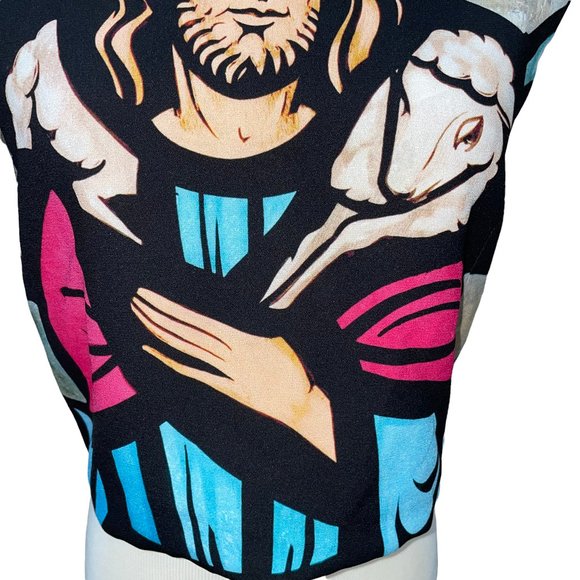 Karla Spetic Runway Jesus Chic Divinity Print Lined Sleeveless Top Lamb of God - Picture 5 of 10